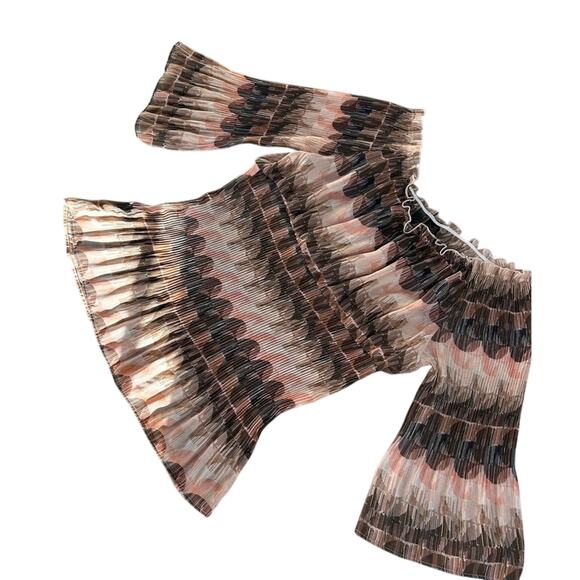 Sere Nade- L blouse- Y2K - semi sheer- whimsical- fairy boho brown- bell sleeve - Picture 2 of 8